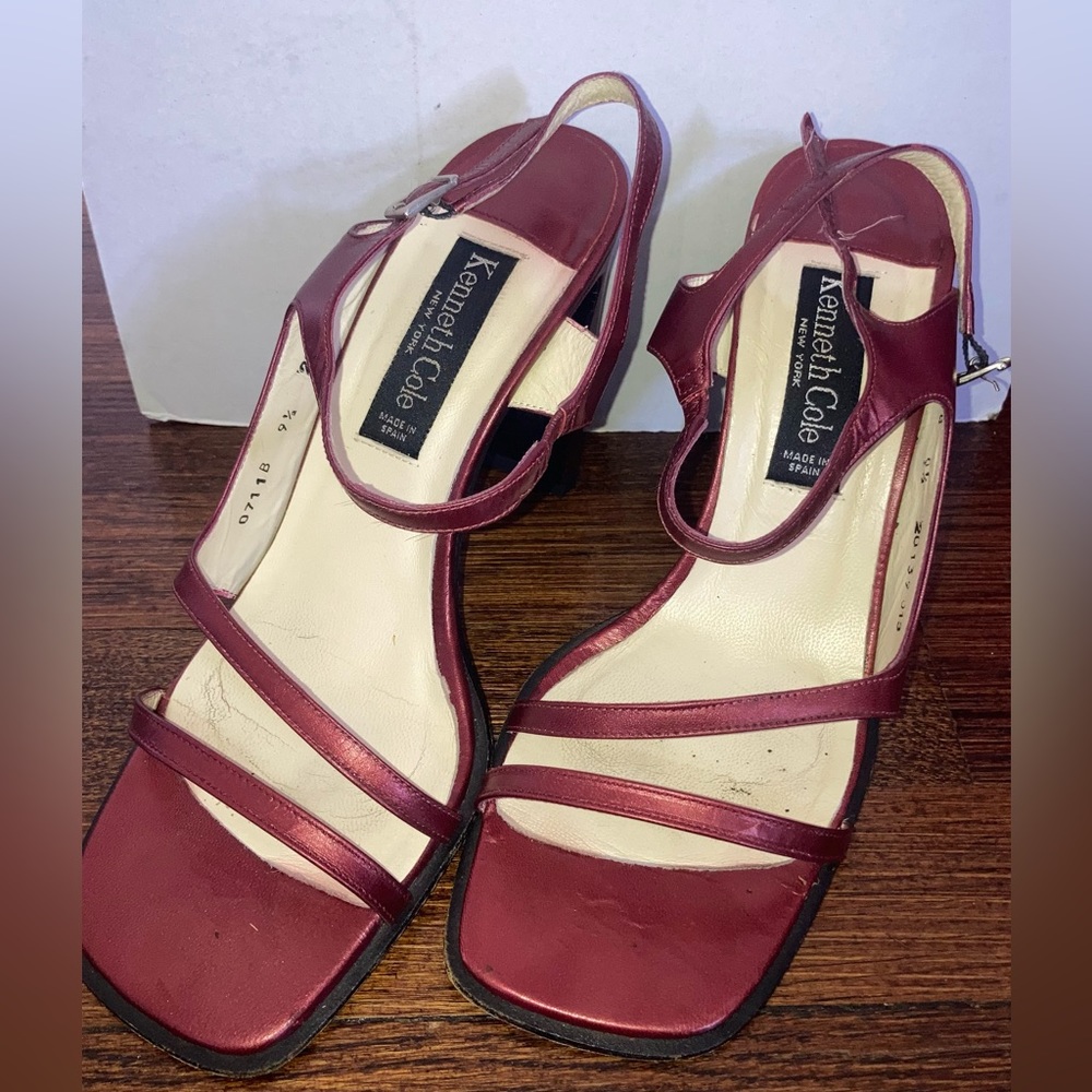 Kenneth Cole New York- open toed cognac colored strap heels